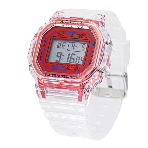 Activa Retro X Invicta Men's Digital Watch 44.5mm Transparent Red - Picture 1 of 5
